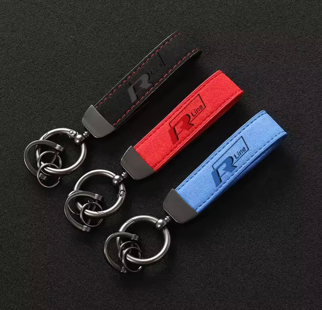 Suede Volkswagen R Line Badge Keychains