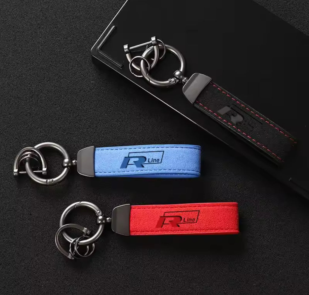 Suede Volkswagen R Line Badge Keychains