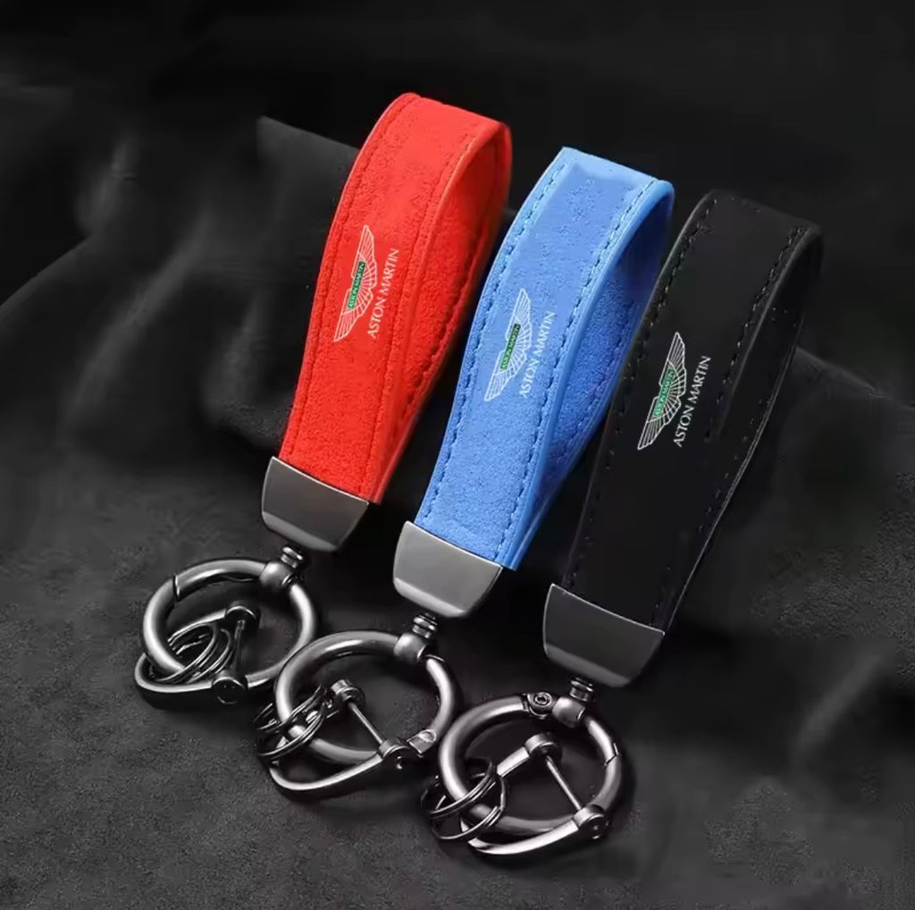 Suede Leather Aston Martin Keyrings