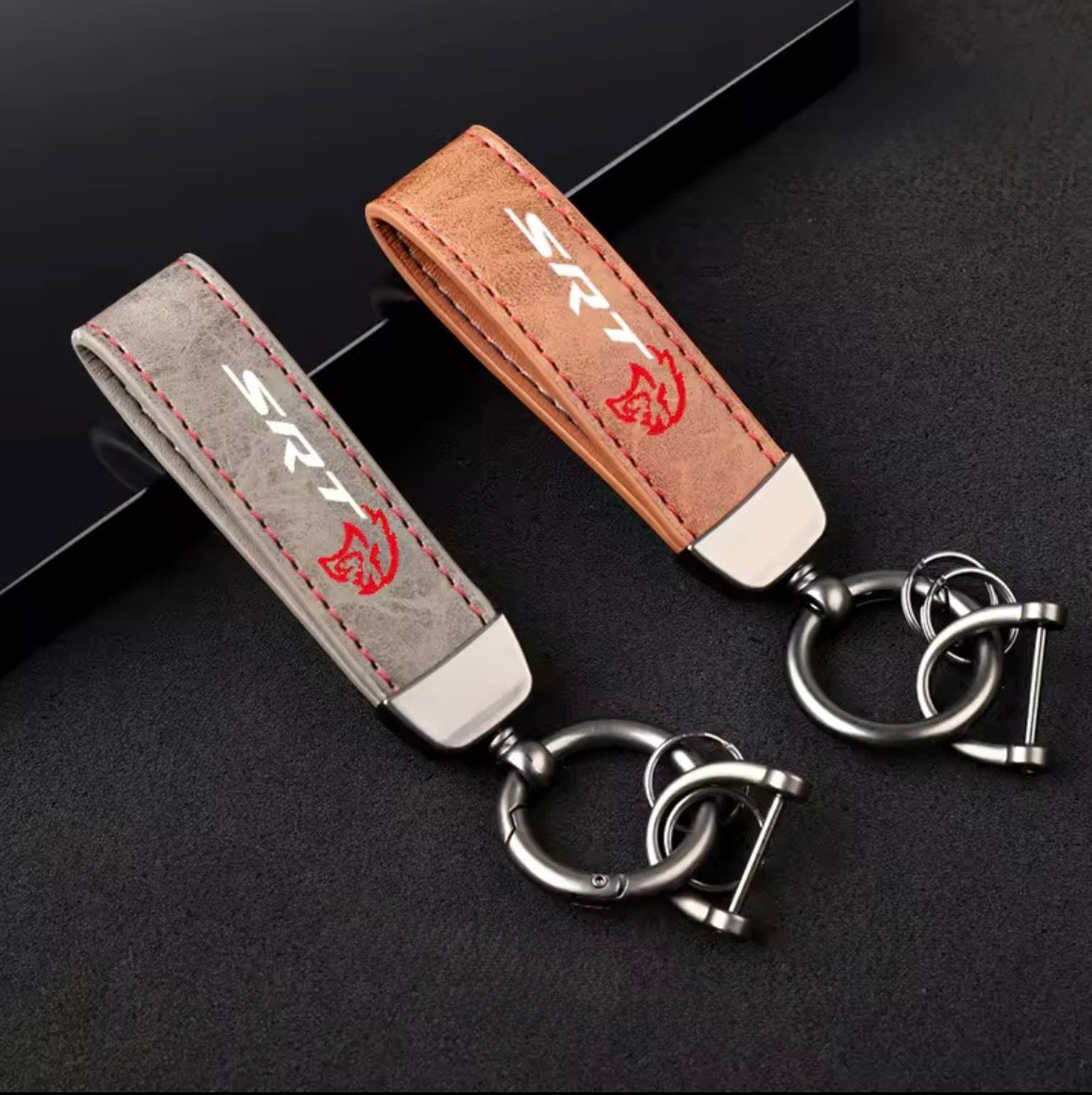 Leather Dodge SRT Keyrings